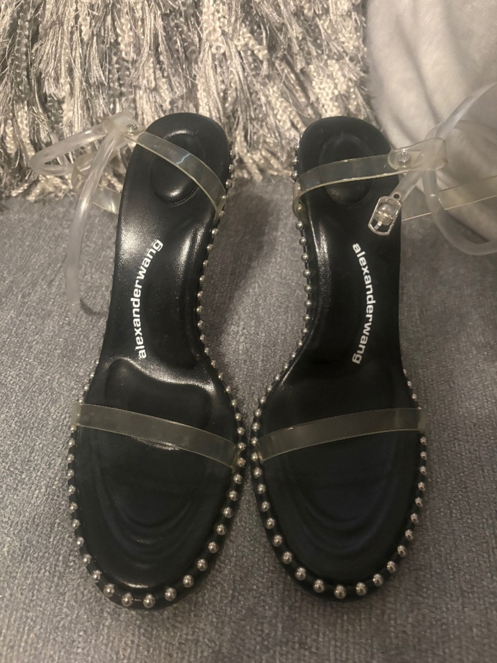Black stud trimmed heels